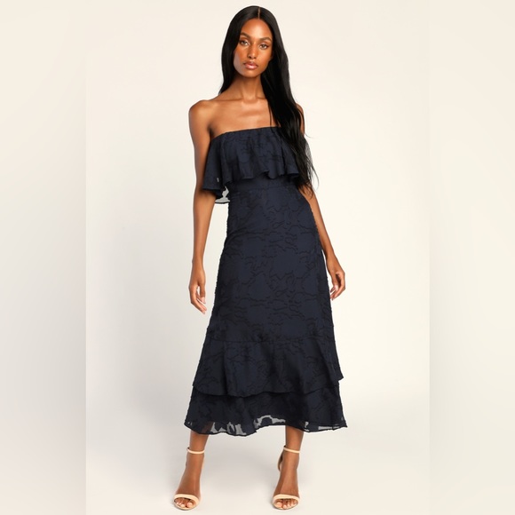 New Lulu’s Love You So Truly White Burnout Floral Strapless Midi Dress XS spring - Picture 2 of 10
